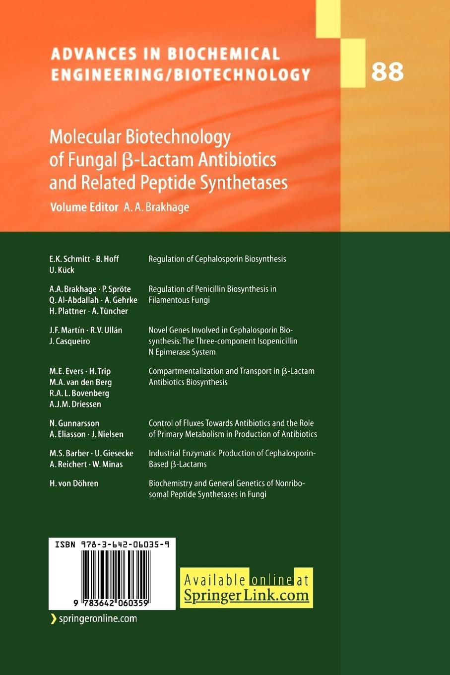 Rückseitencover Molecular Biotechnology of Fungal ß-Lactam Antibiotics and Related Peptide Synthetases