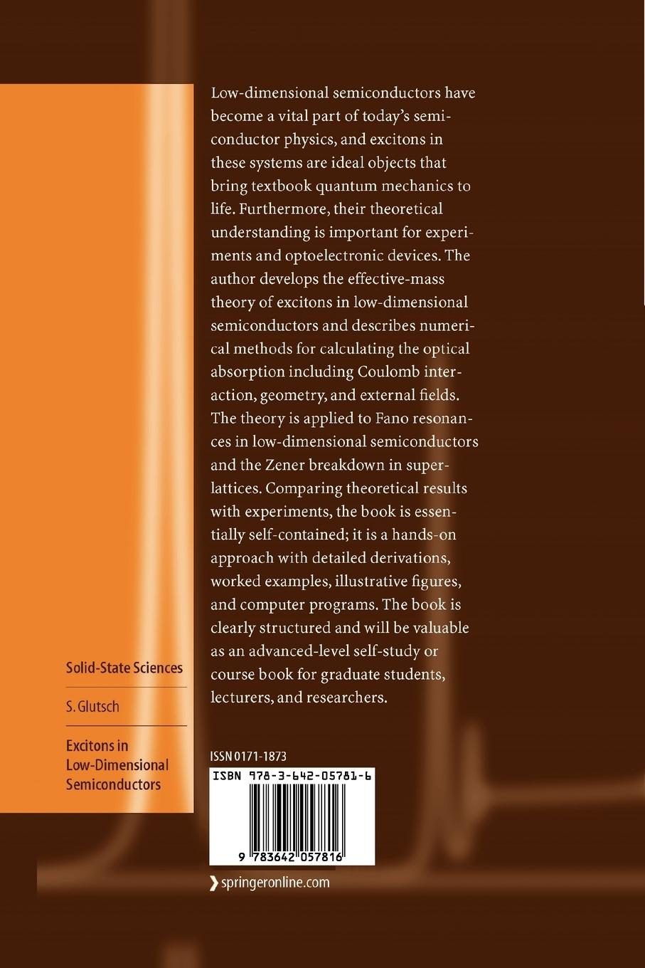 Rückseitencover Excitons in Low-Dimensional Semiconductors