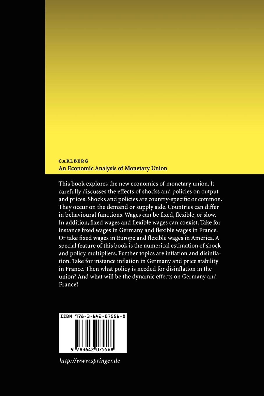 Rückseitencover An Economic Analysis of Monetary Union