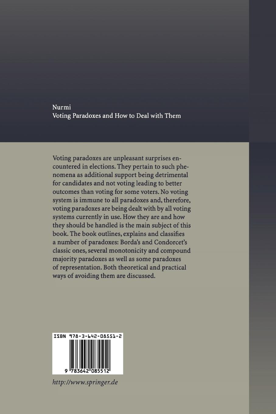 Rückseitencover Voting Paradoxes and How to Deal with Them