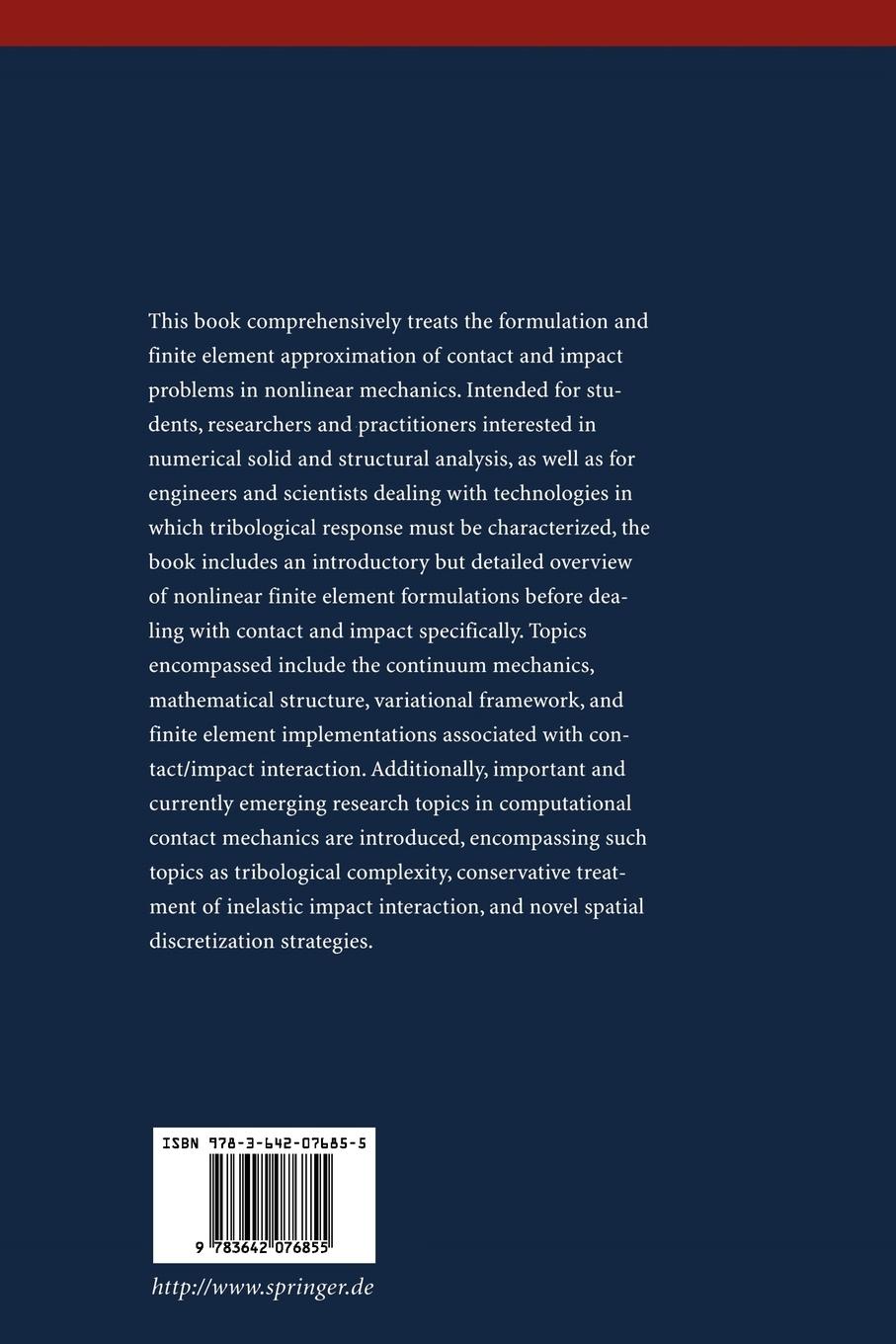Rückseitencover Computational Contact and Impact Mechanics