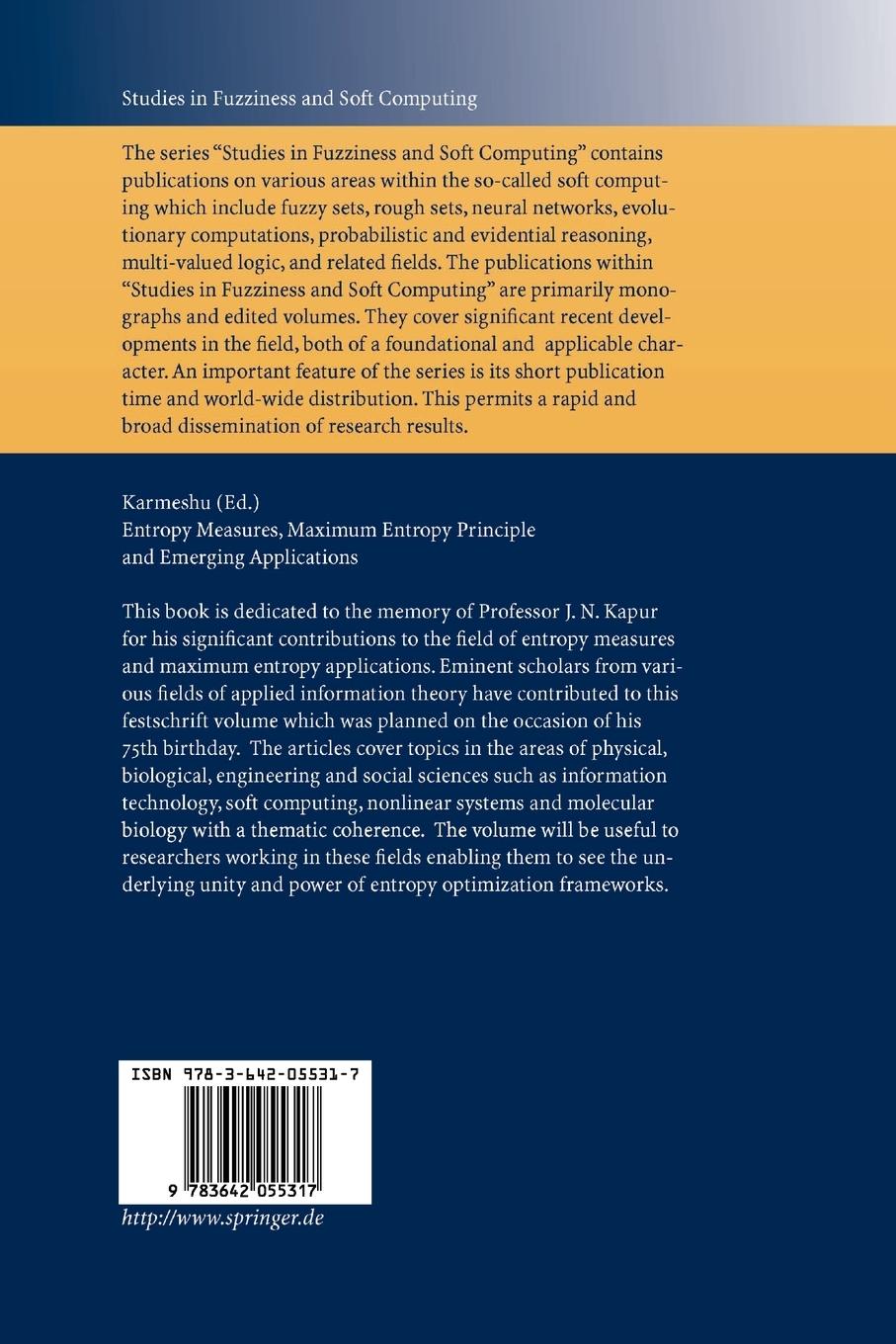 Rückseitencover Entropy Measures, Maximum Entropy Principle and Emerging Applications