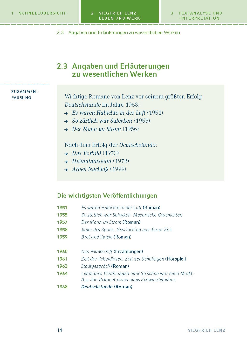 Beispielinhalt (Bild) Deutschstunde. Textanalyse und Interpretation zu Siegfried Lenz