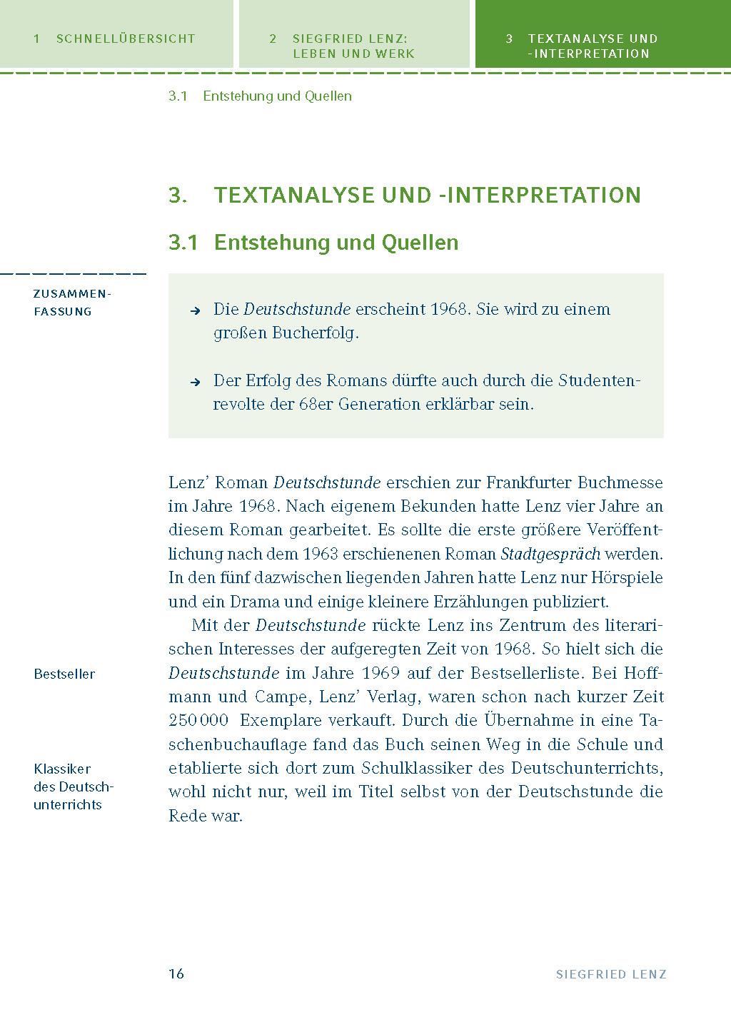 Beispielinhalt (Bild) Deutschstunde. Textanalyse und Interpretation zu Siegfried Lenz