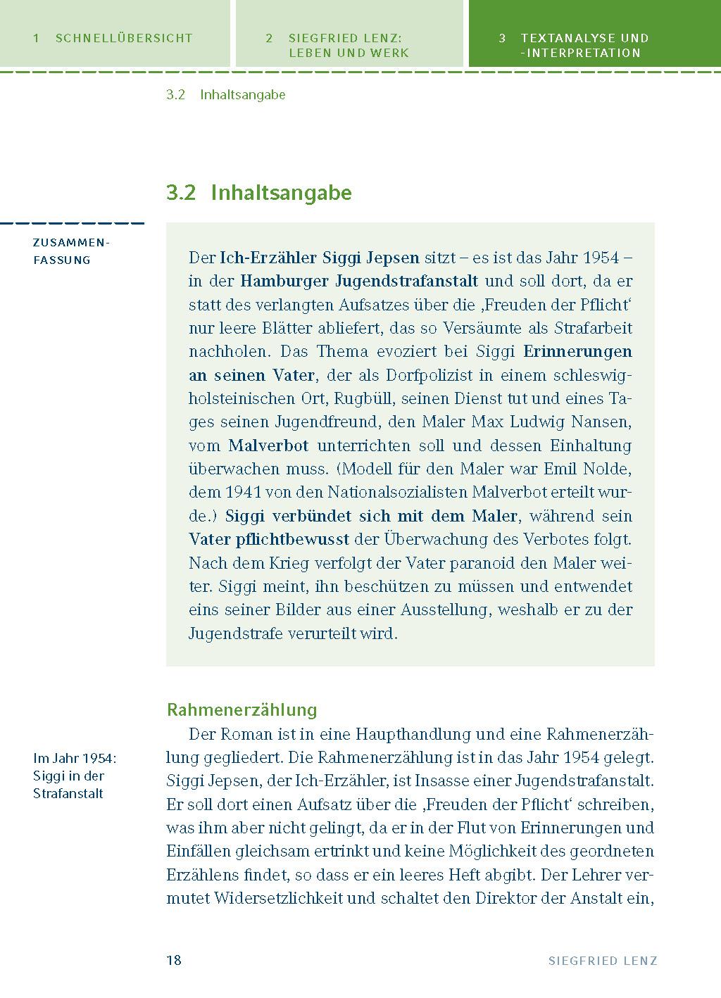 Beispielinhalt (Bild) Deutschstunde. Textanalyse und Interpretation zu Siegfried Lenz