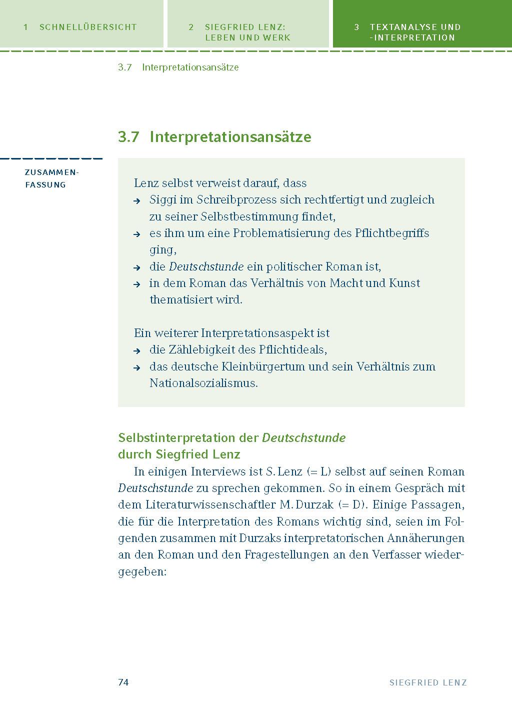 Beispielinhalt (Bild) Deutschstunde. Textanalyse und Interpretation zu Siegfried Lenz