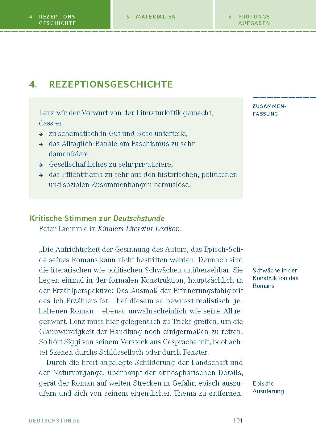 Beispielinhalt (Bild) Deutschstunde. Textanalyse und Interpretation zu Siegfried Lenz