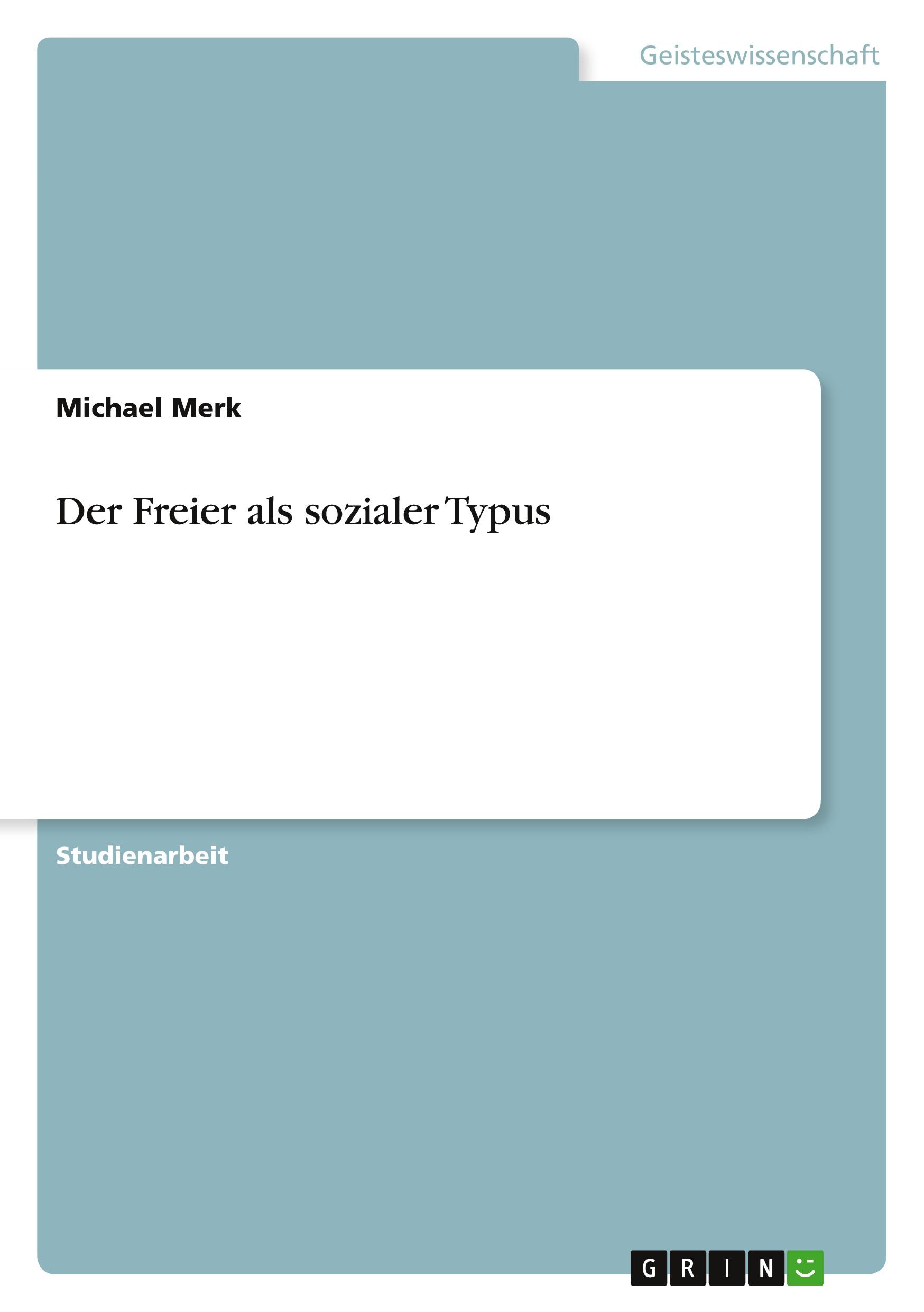 Vorderes Coverbild Der Freier als sozialer Typus