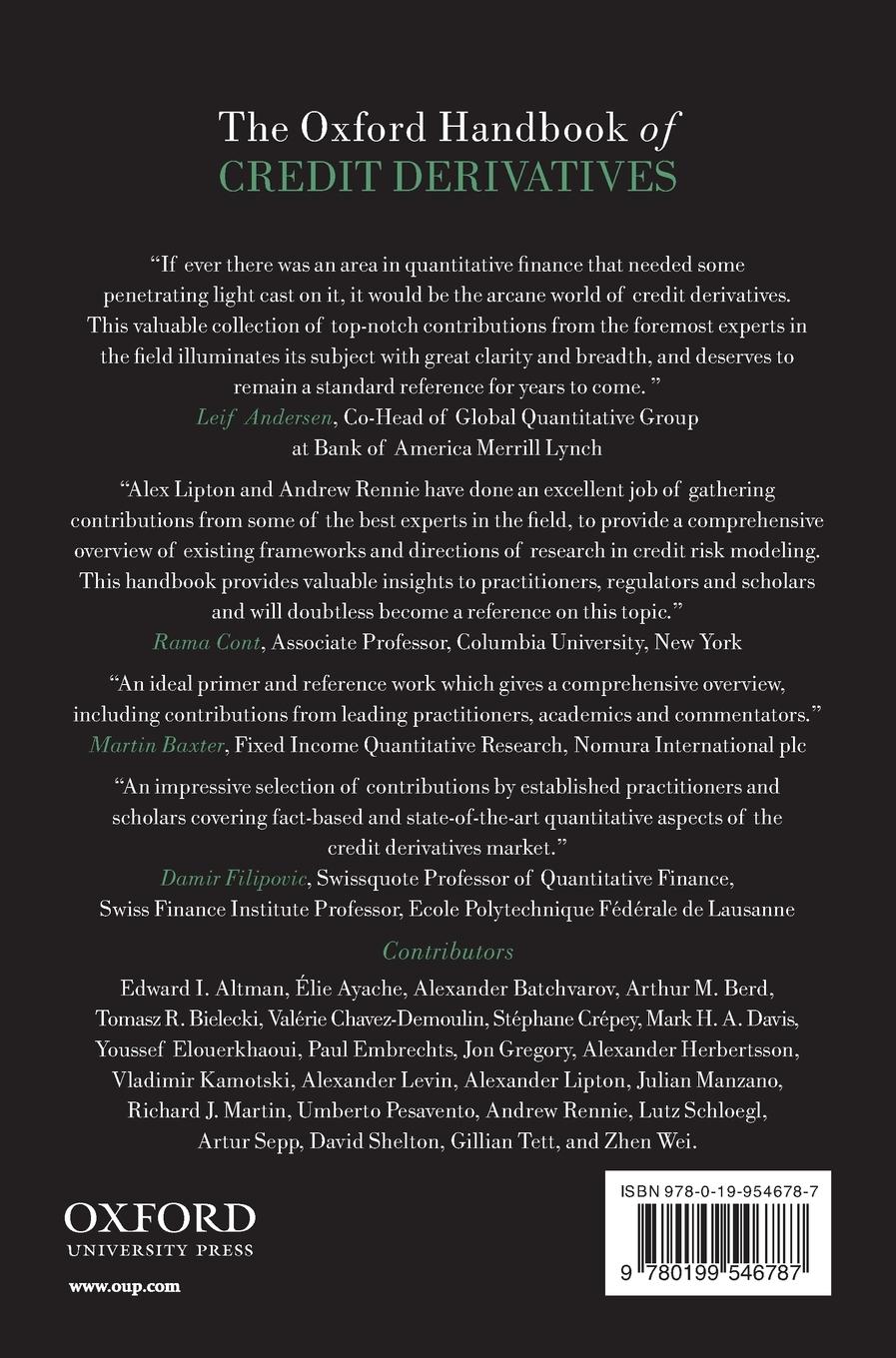 Rückseitencover Oxford Handbook of Credit Derivatives