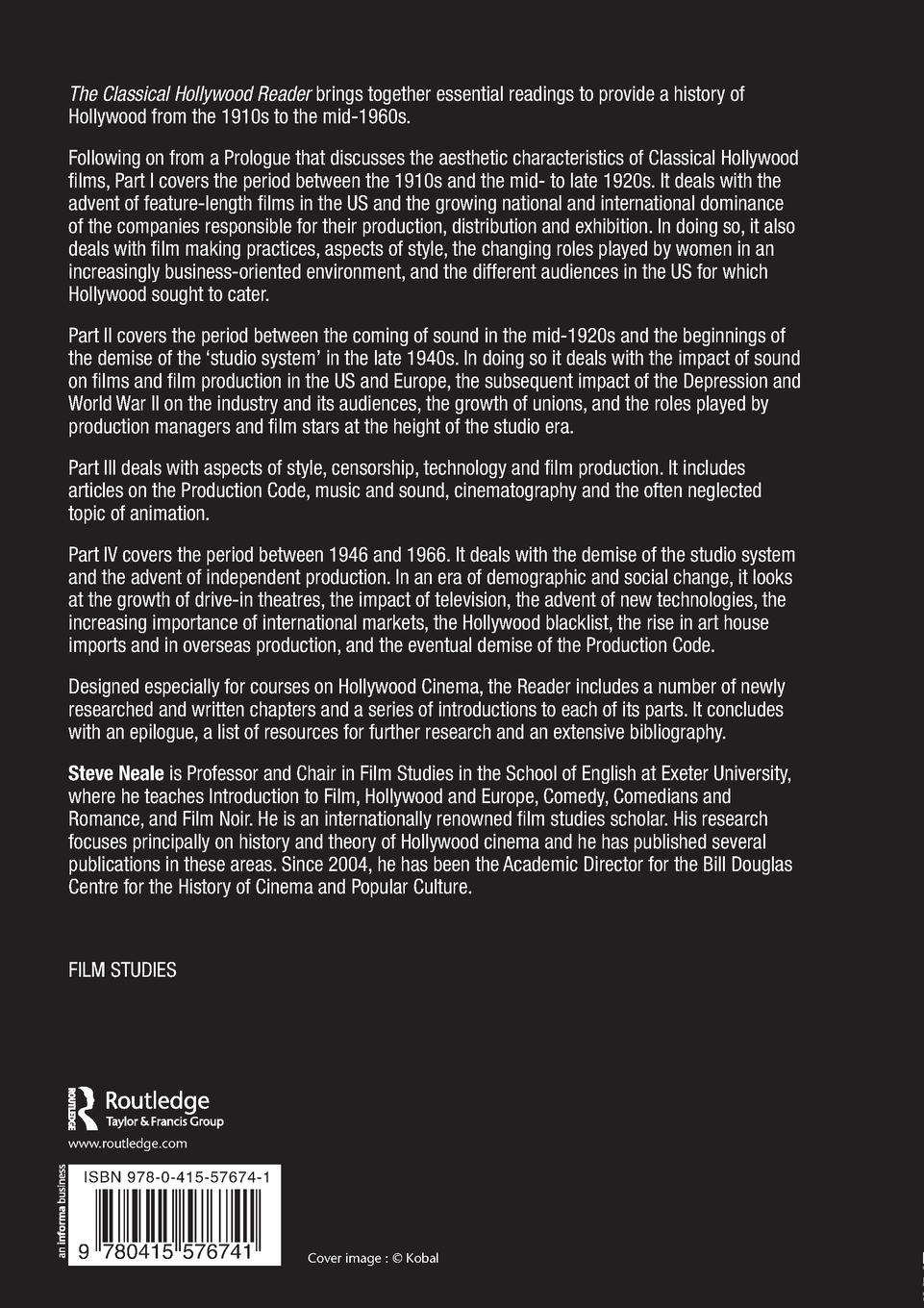 Rückseitencover The Classical Hollywood Reader