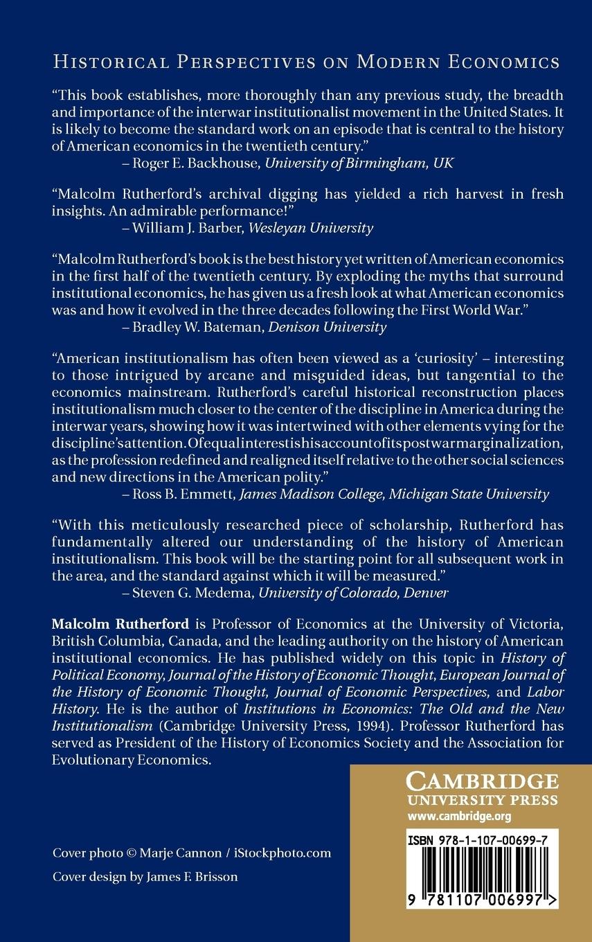 Rückseitencover The Institutionalist Movement in American Economics, 1918-1947