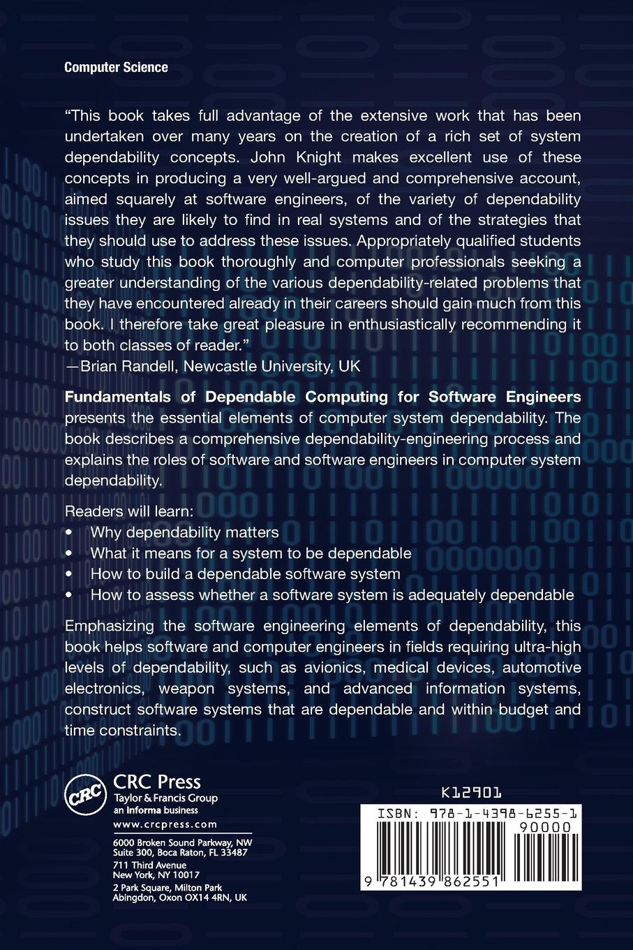 Rückseitencover Fundamentals of Dependable Computing for Software Engineers