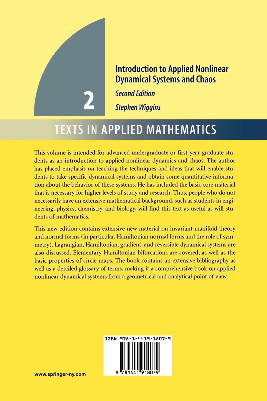 Rückseitencover Introduction to Applied Nonlinear Dynamical Systems and Chaos