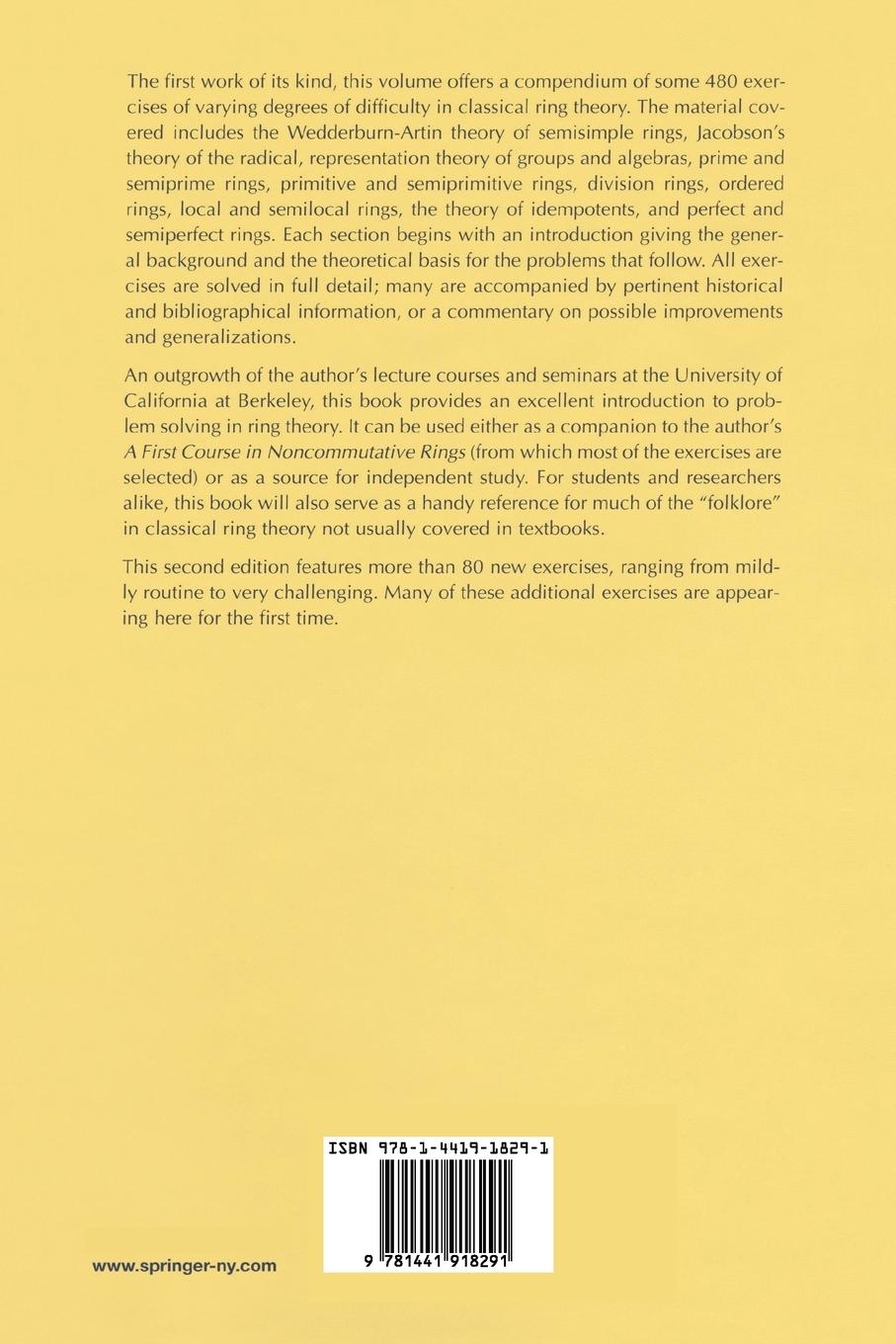 Rückseitencover Exercises in Classical Ring Theory