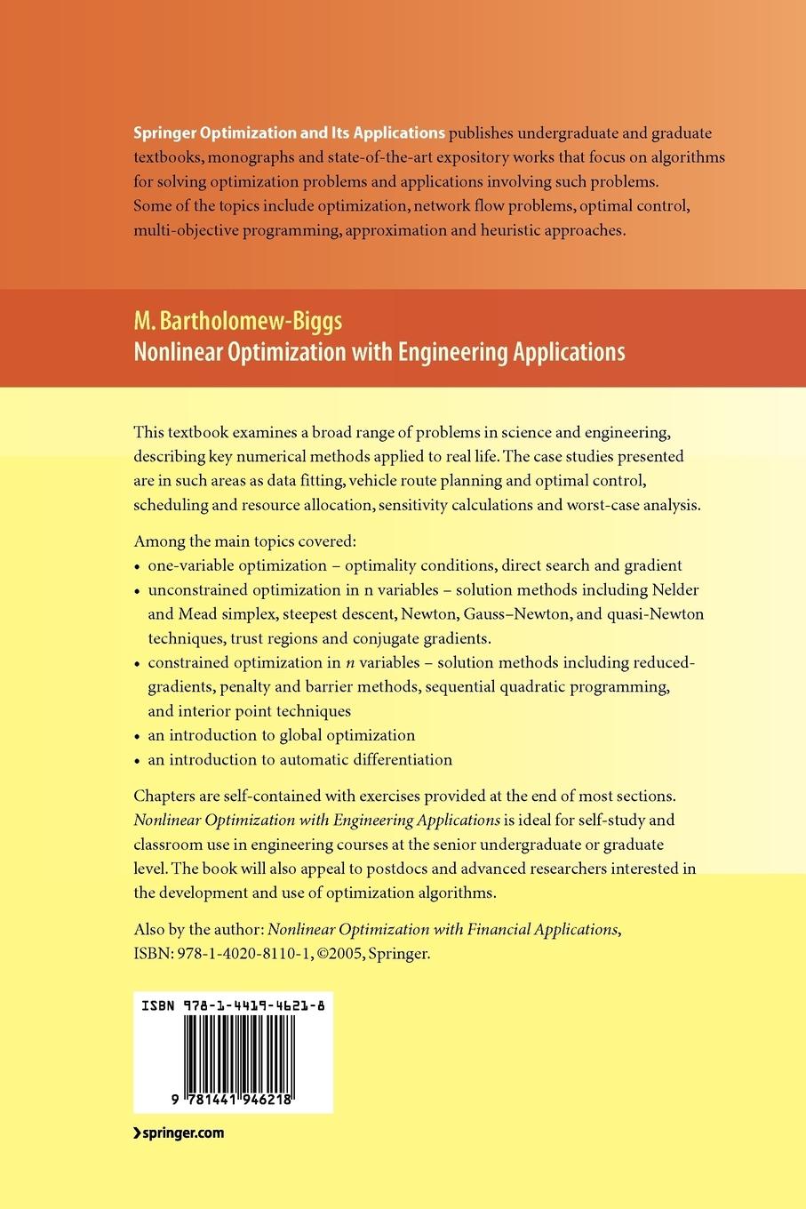 Rückseitencover Nonlinear Optimization with Engineering Applications