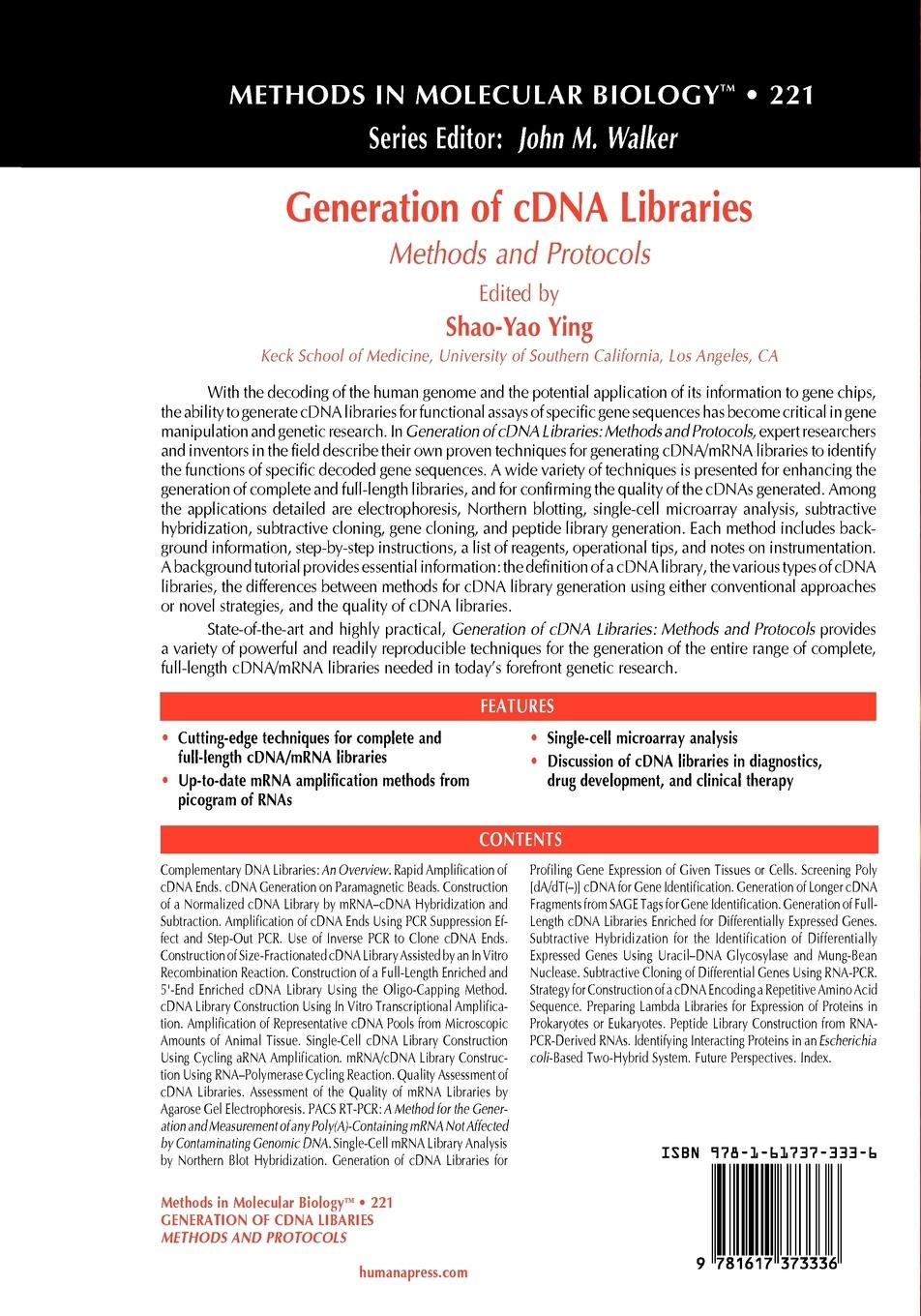 Rückseitencover Generation of Cdna Libraries