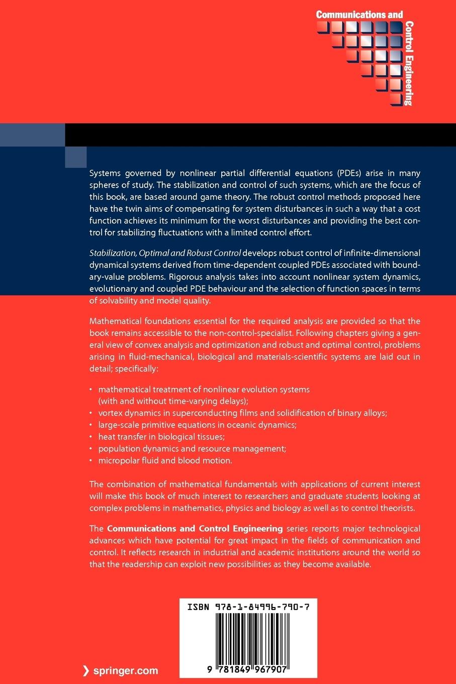 Rückseitencover Stabilization, Optimal and Robust Control