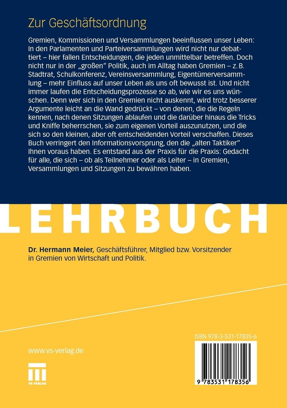Rückseitencover Zur Geschäftsordnung