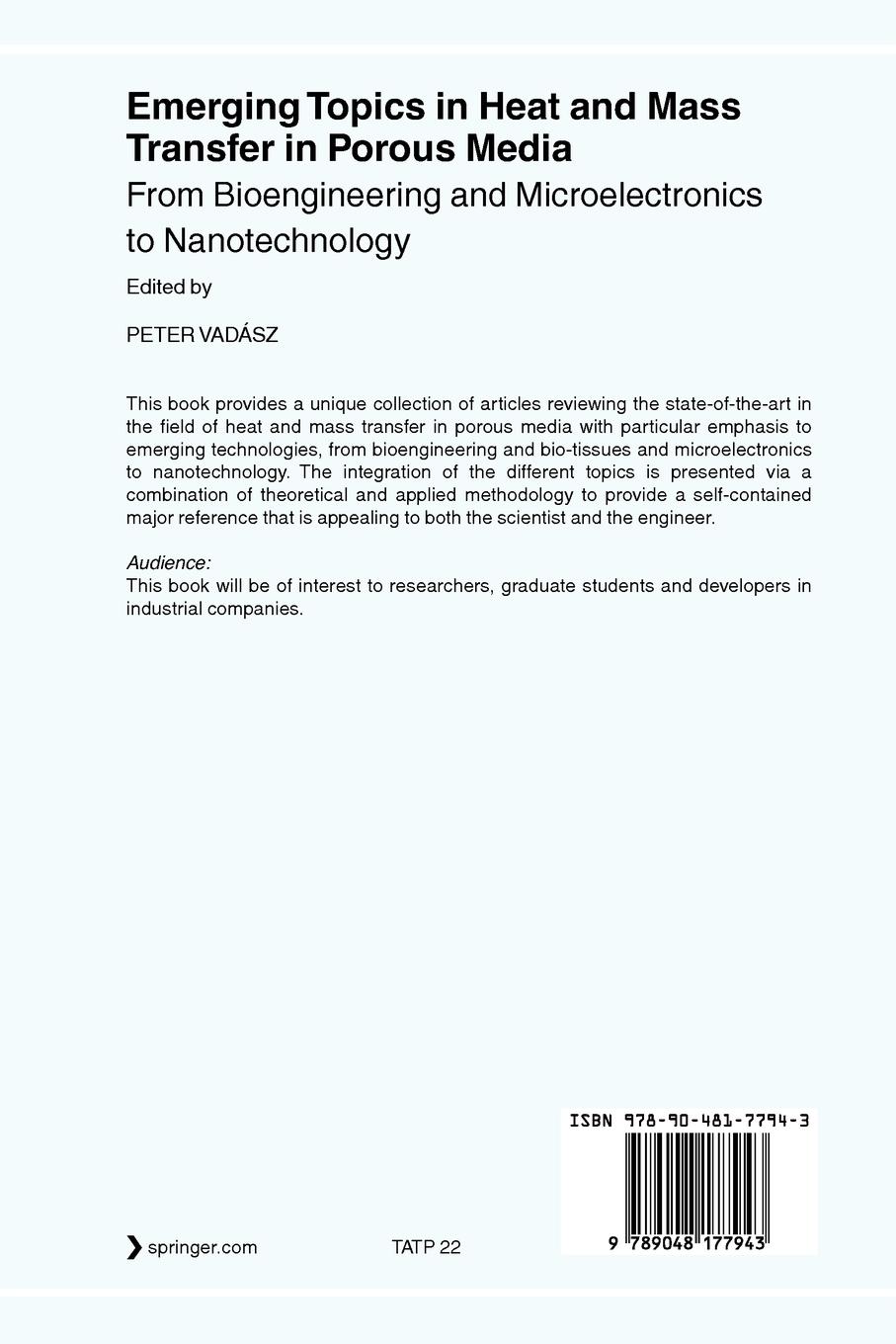 Rückseitencover Emerging Topics in Heat and Mass Transfer in Porous Media