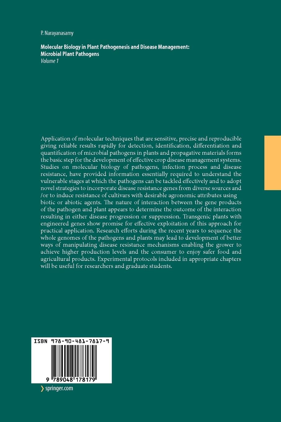 Rückseitencover Molecular Biology in Plant Pathogenesis and Disease Management