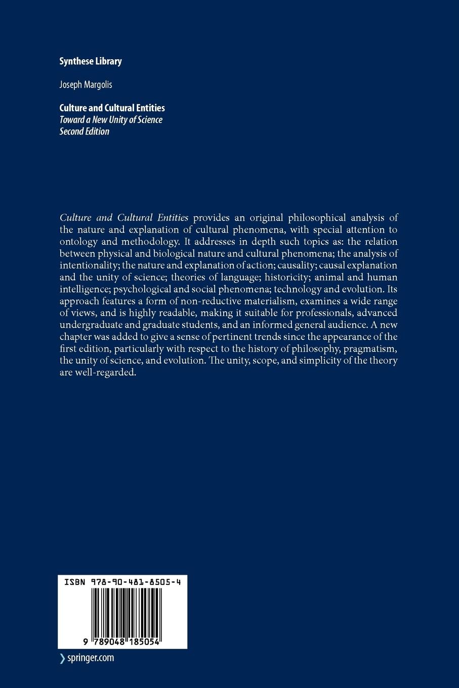 Rückseitencover Culture and Cultural Entities - Toward a New Unity of Science