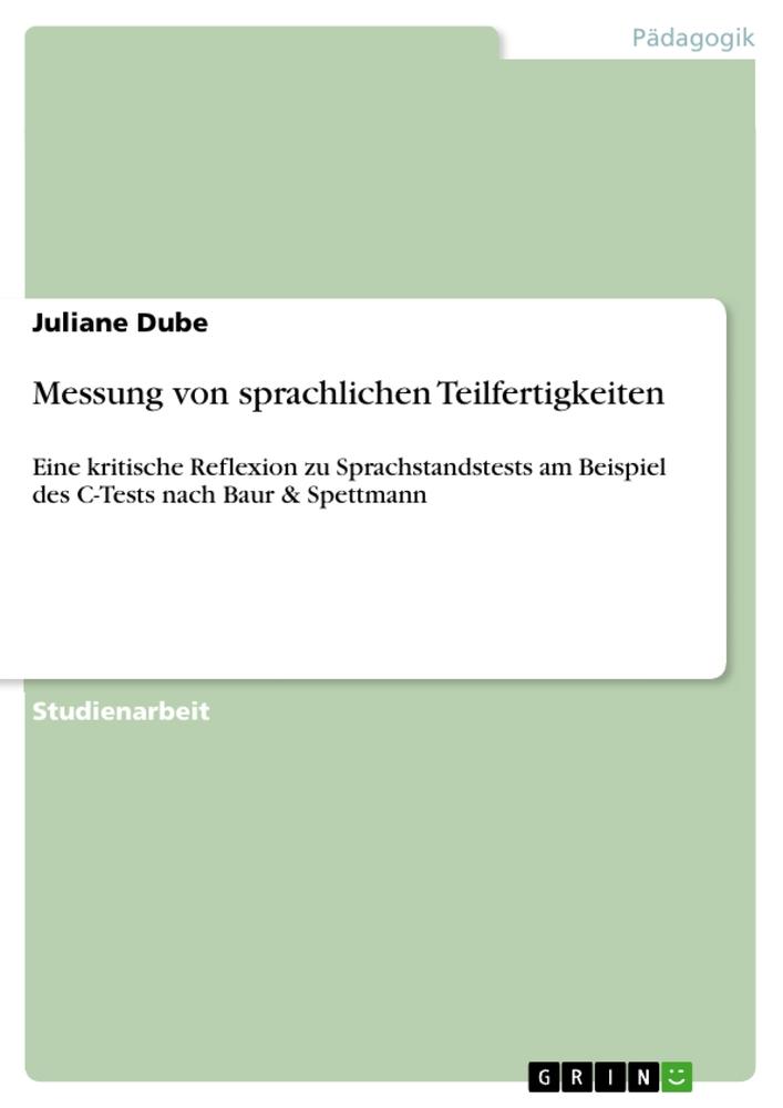 Vorderes Coverbild Messung von sprachlichen Teilfertigkeiten