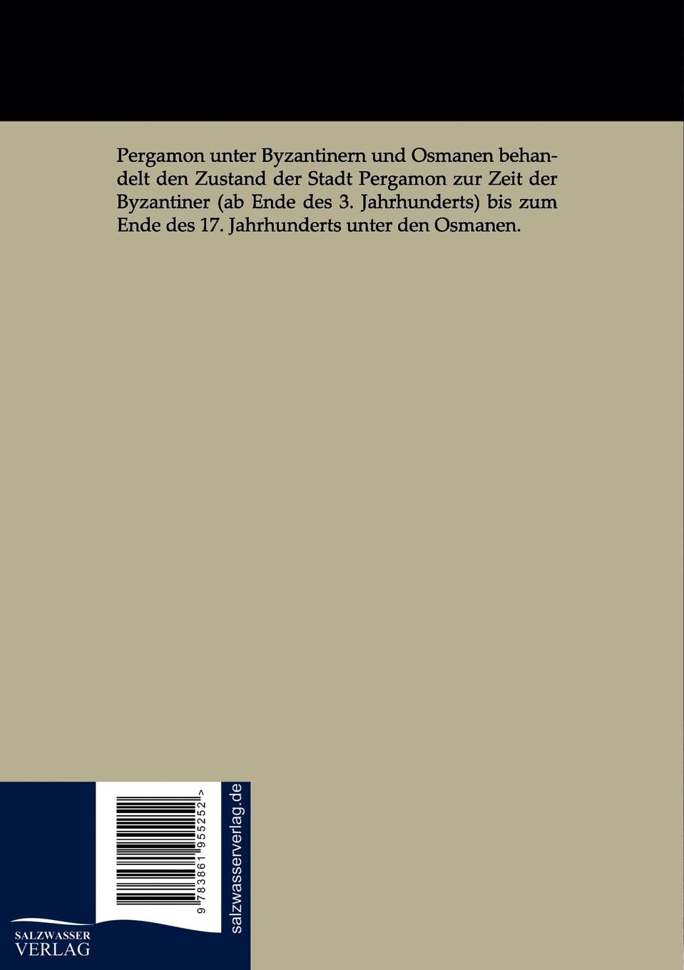 Rückseitencover Pergamon unter Byzantinern und Osmanen