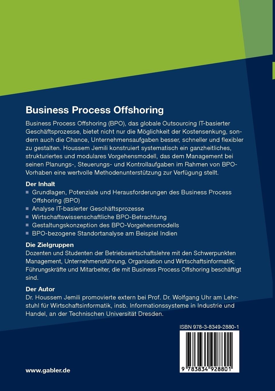 Rückseitencover Business Process Offshoring