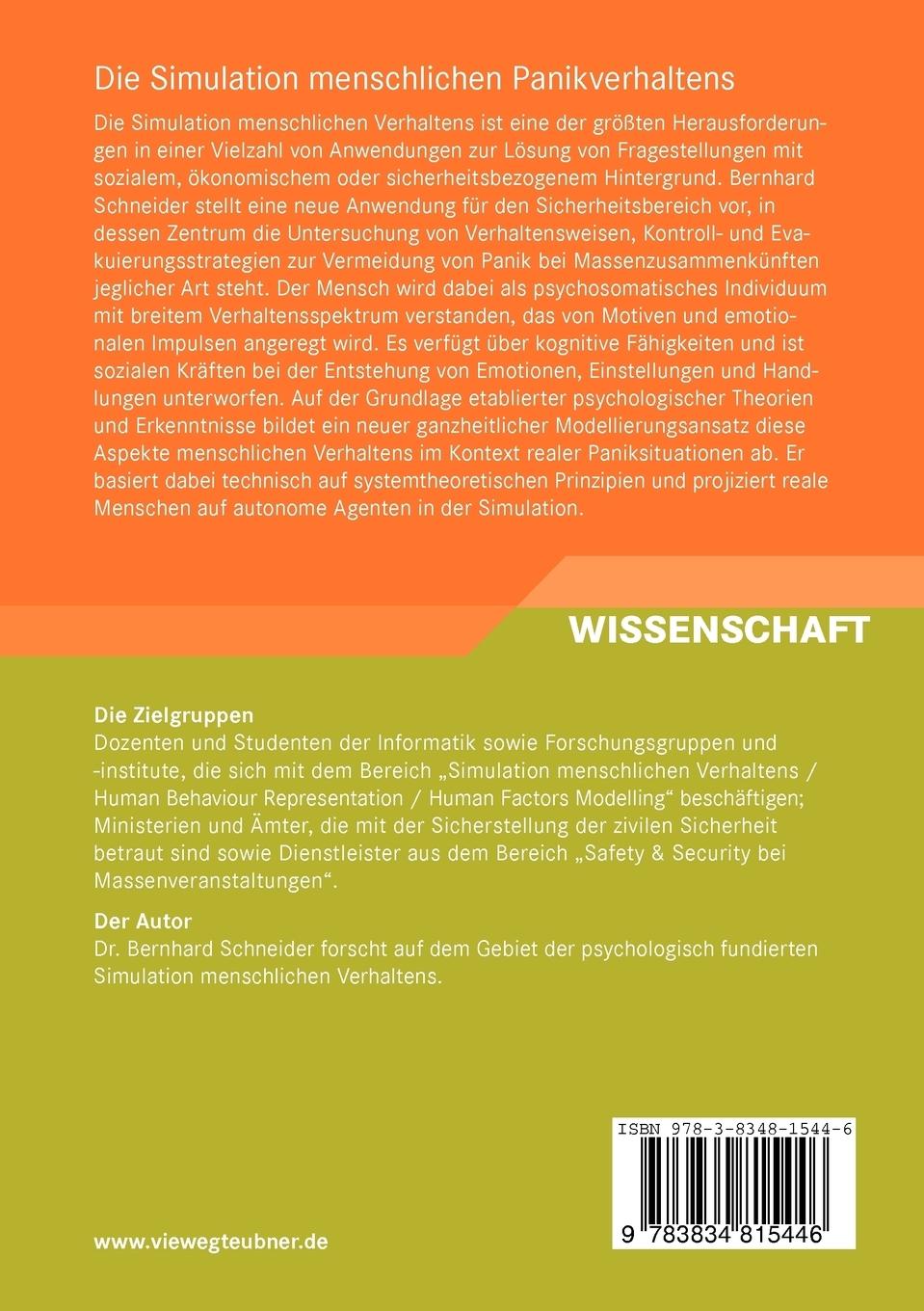 Rückseitencover Die Simulation menschlichen Panikverhaltens
