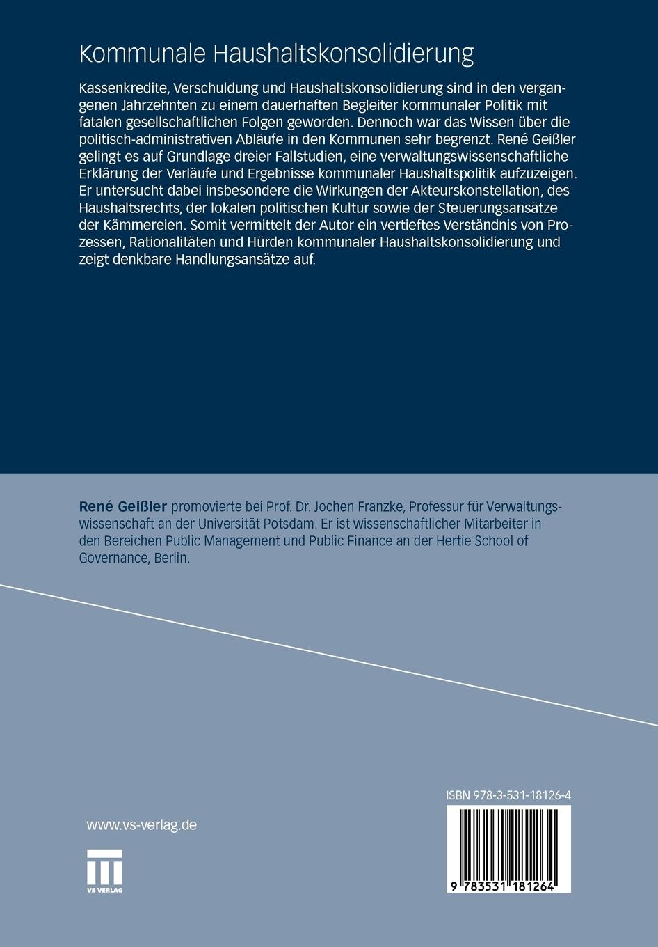 Rückseitencover Kommunale Haushaltskonsolidierung