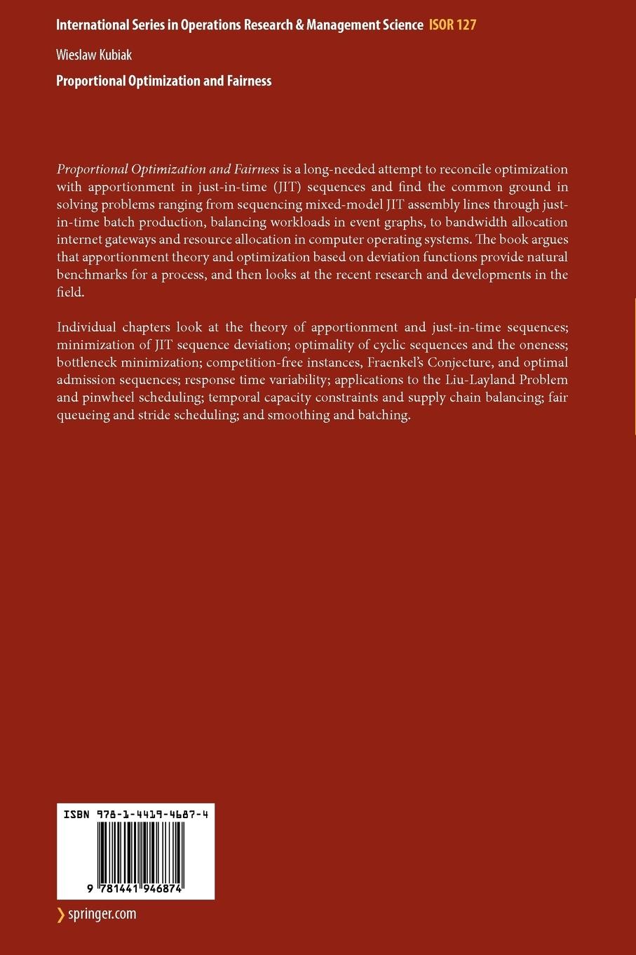 Rückseitencover Proportional Optimization and Fairness