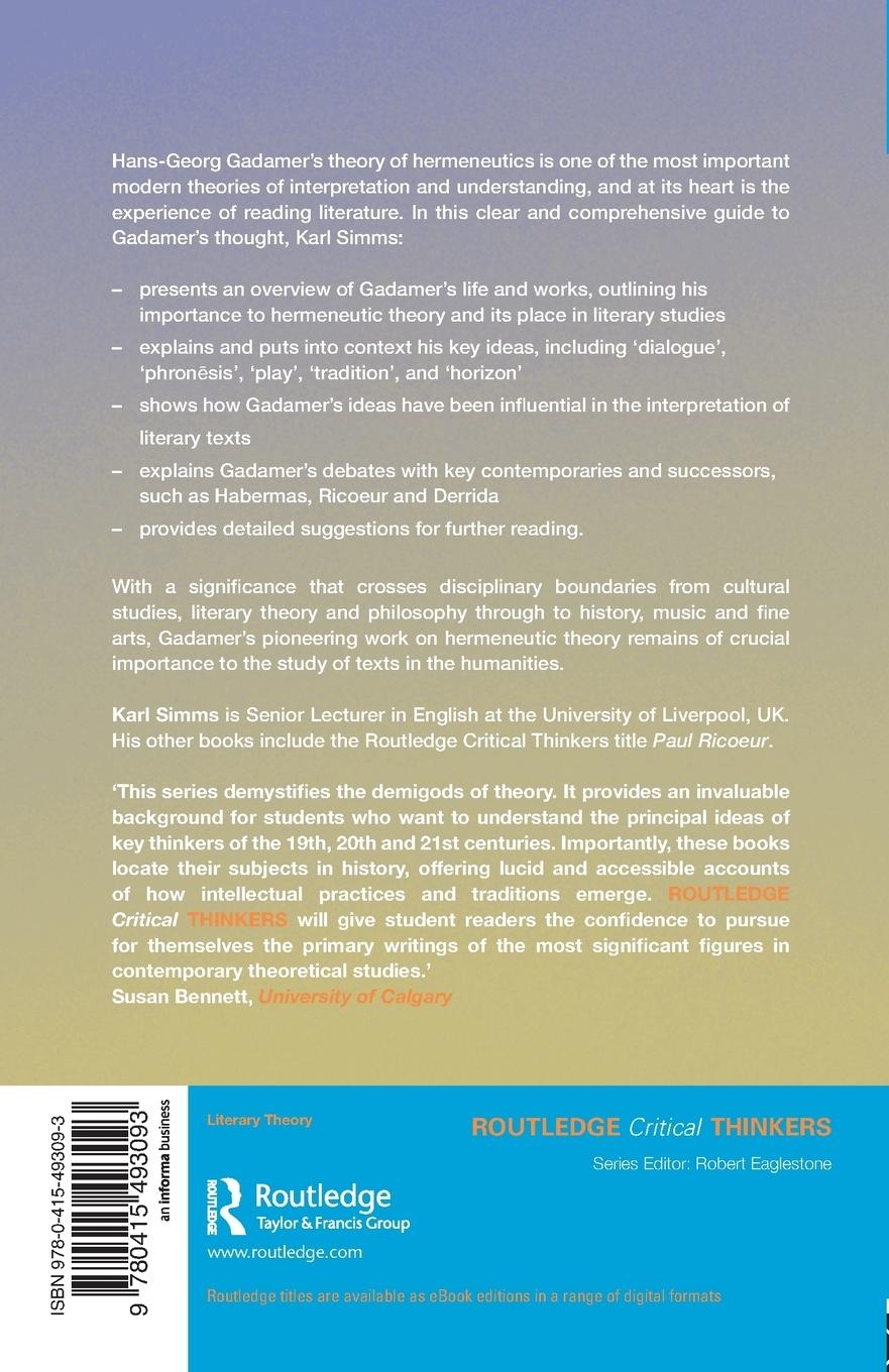 Rückseitencover Hans-Georg Gadamer