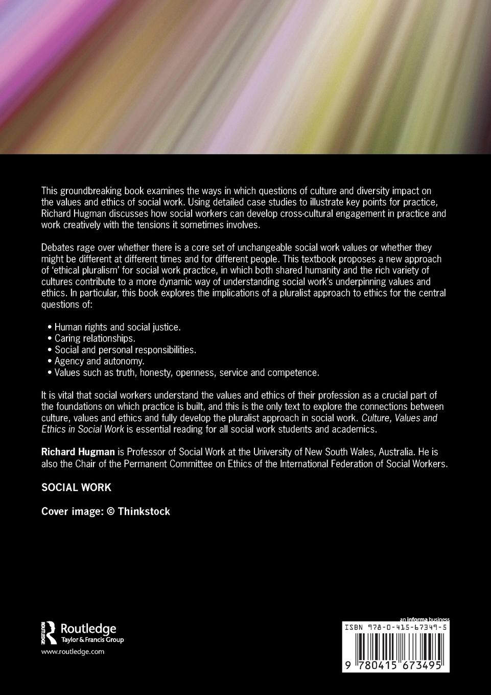 Rückseitencover Culture, Values and Ethics in Social Work