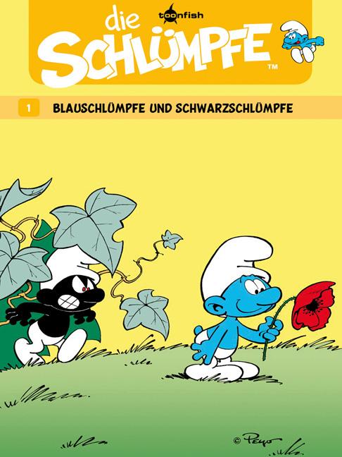 Vorderes Coverbild Die Schlümpfe 01. Blauschlümpfe und Schwarzschlümpfe