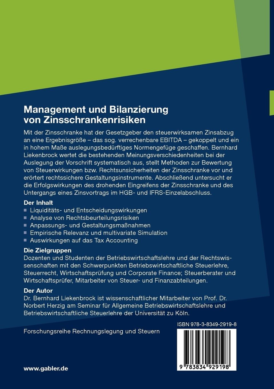 Rückseitencover Management und Bilanzierung von Zinsschrankenrisiken