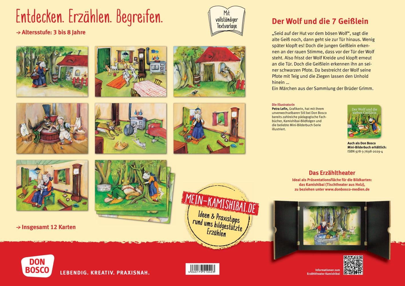 Beispielinhalt (Bild) Der Wolf und die sieben Geißlein. Kamishibai Bildkartenset