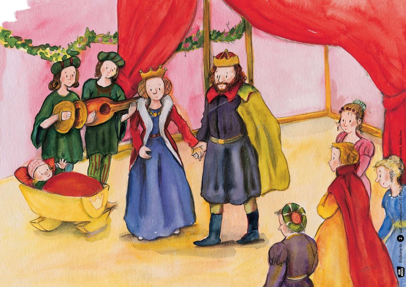 Beispielinhalt (Bild) Dornröschen. Kamishibai Bildkartenset.