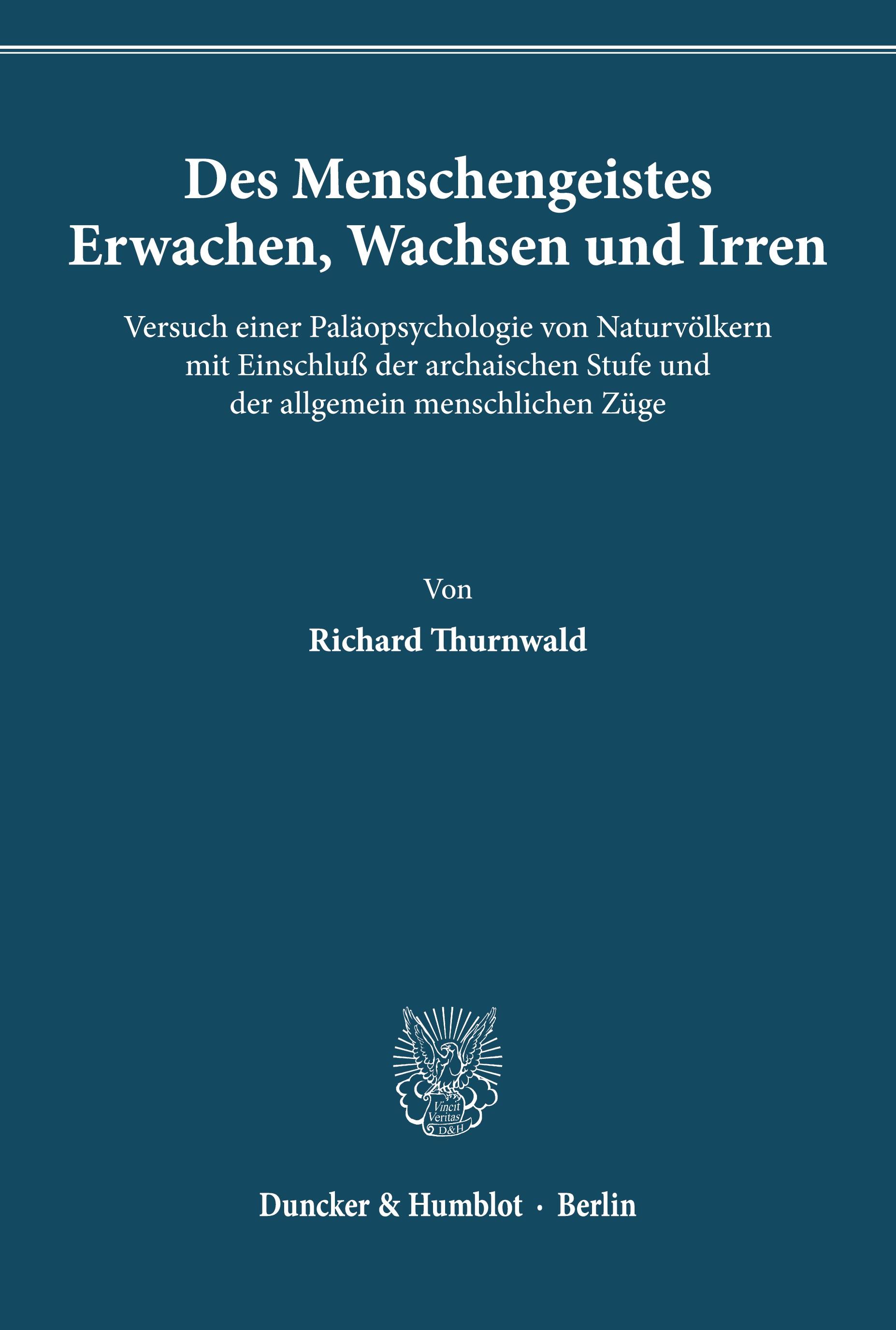 Vorderes Coverbild Des Menschengeistes Erwachen, Wachsen und Irren.