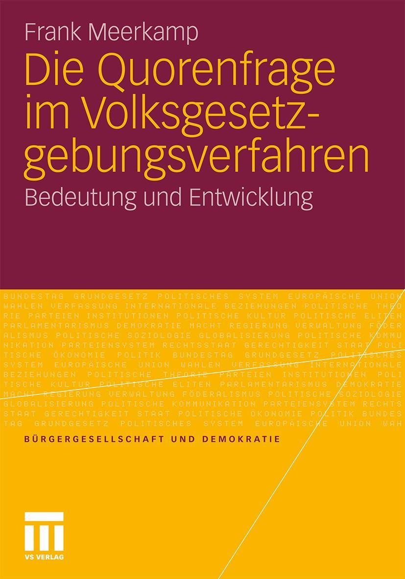 Vorderes Coverbild Die Quorenfrage im Volksgesetzgebungsverfahren