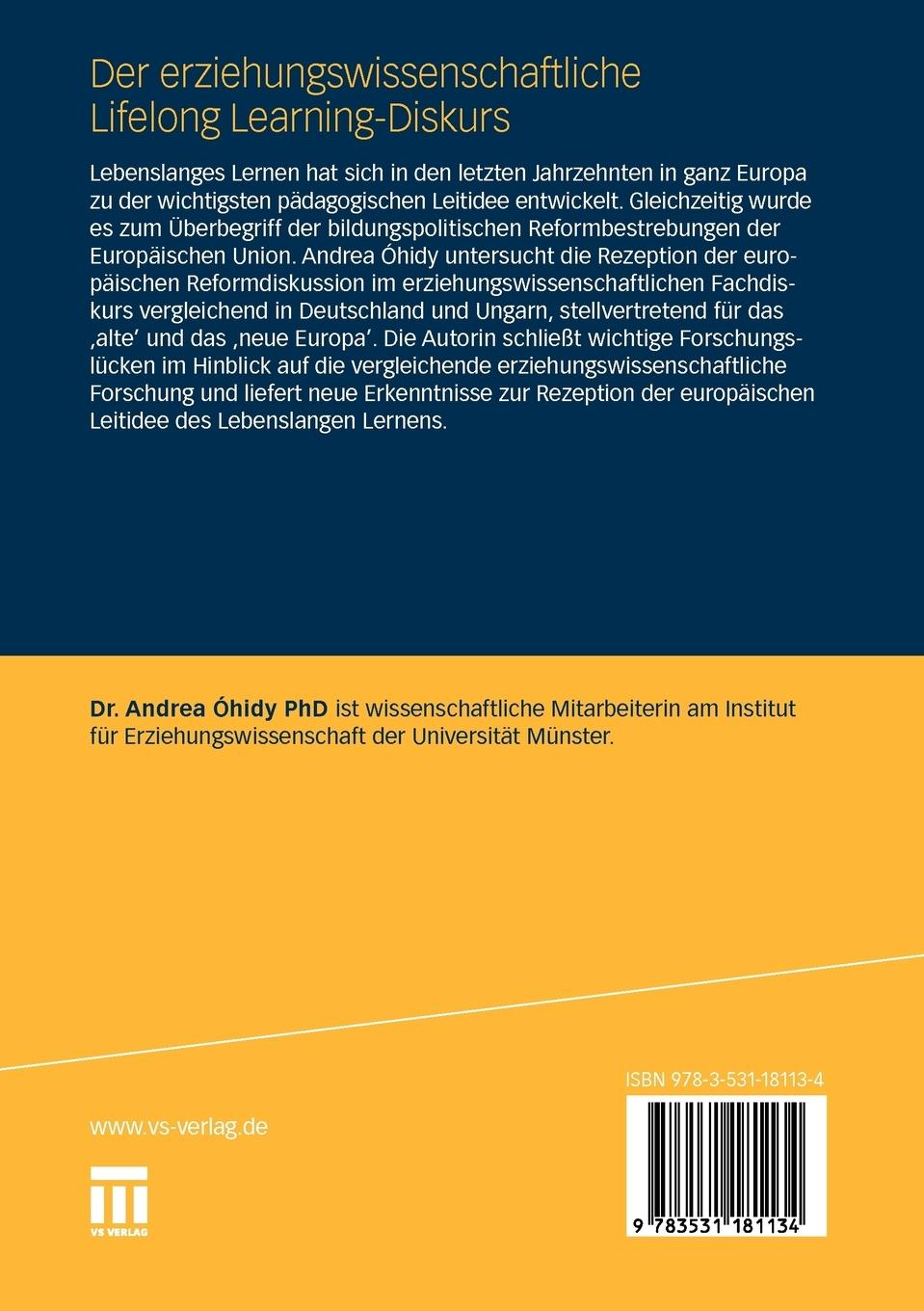 Rückseitencover Der erziehungswissenschaftliche Lifelong Learning-Diskurs