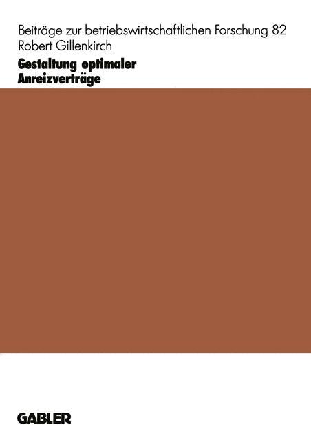 Vorderes Coverbild Gestaltung optimaler Anreizverträge