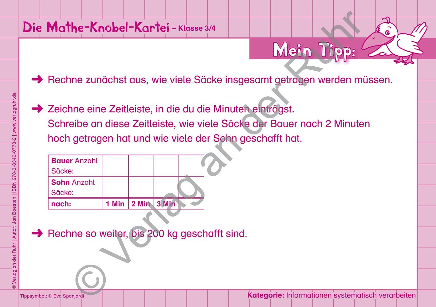 Beispielinhalt (Bild) Die Mathe-Knobel-Kartei Klasse 3/4