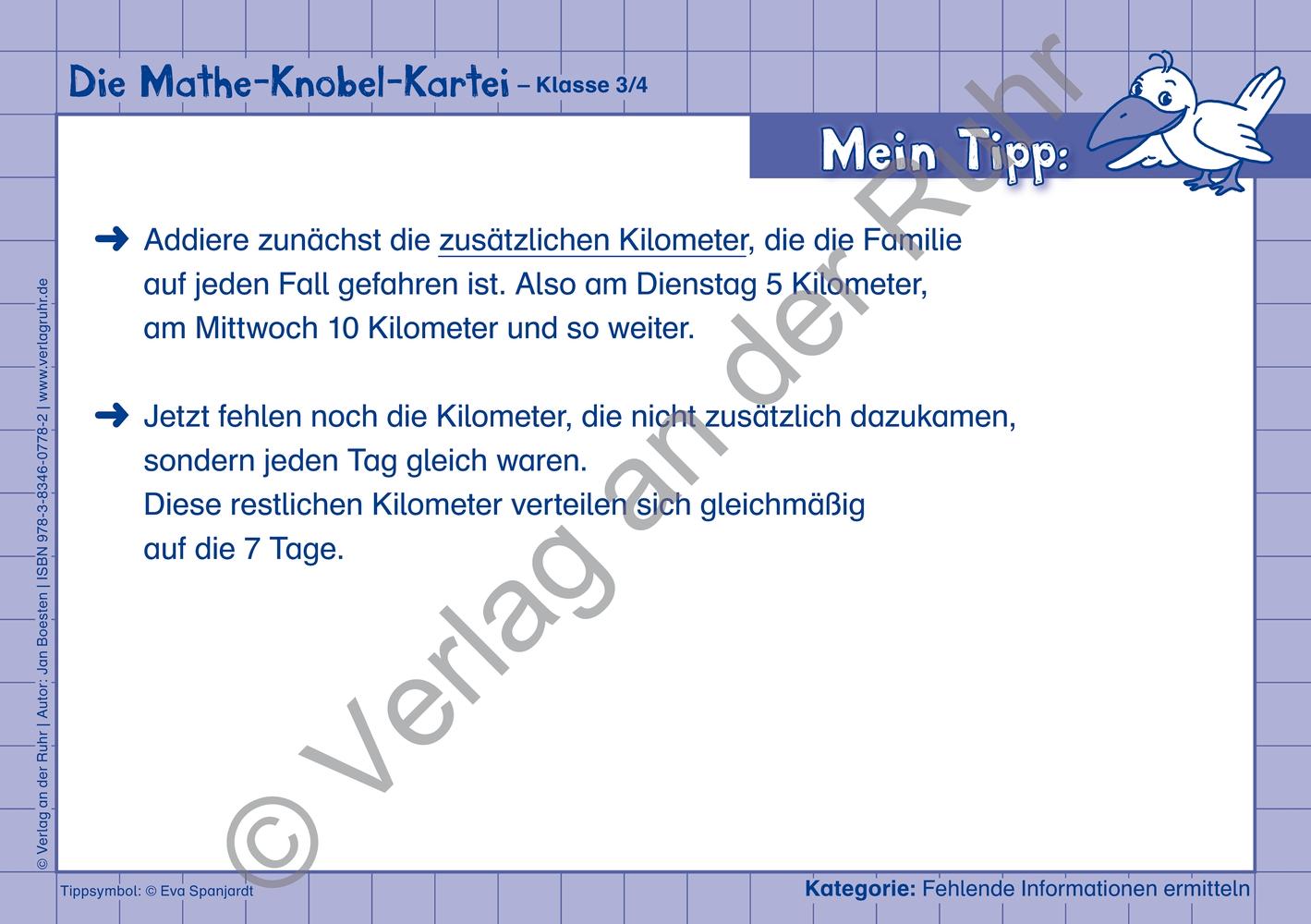Beispielinhalt (Bild) Die Mathe-Knobel-Kartei Klasse 3/4