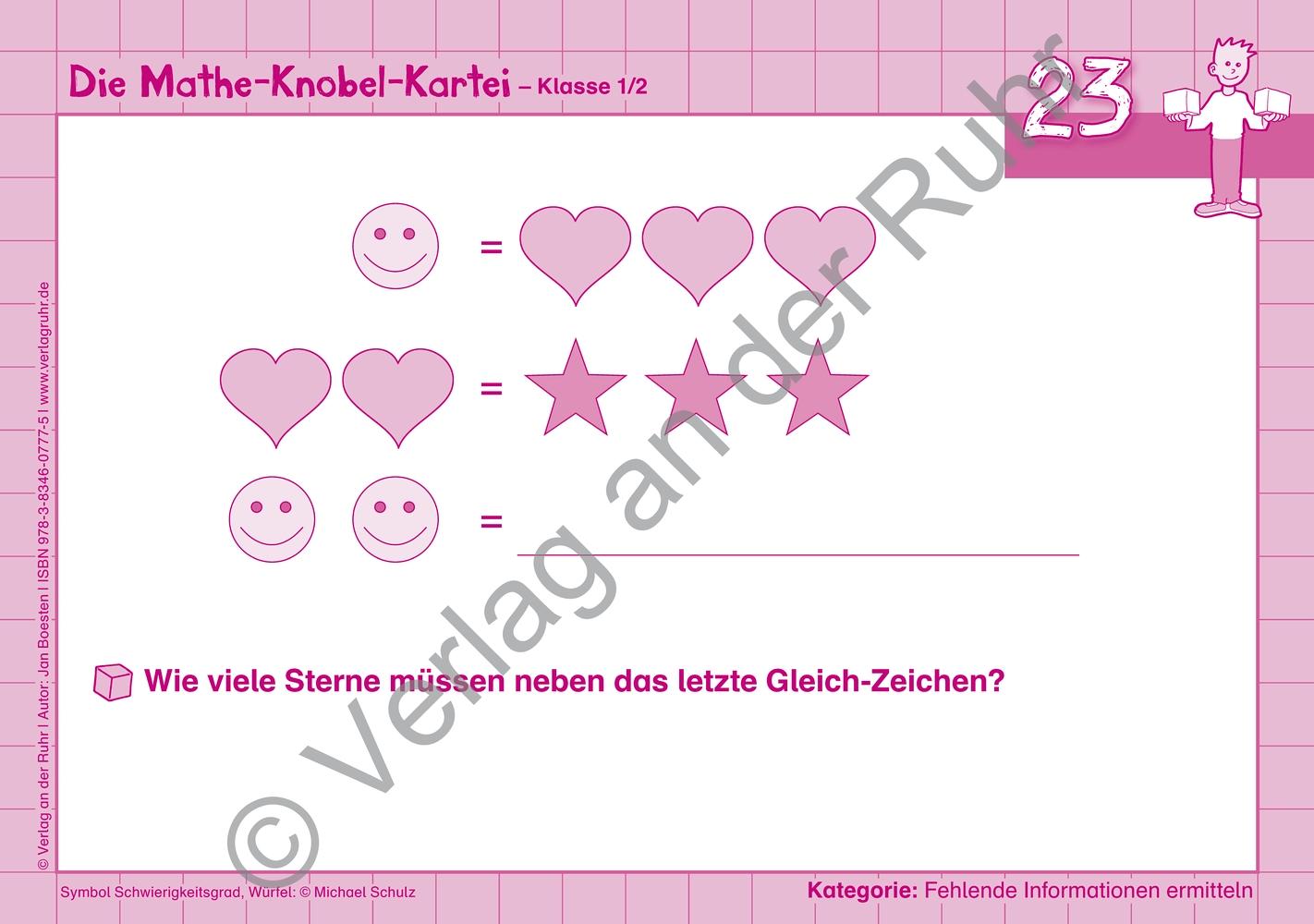 Beispielinhalt (Bild) Die Mathe-Knobel-Kartei Klasse 1/2