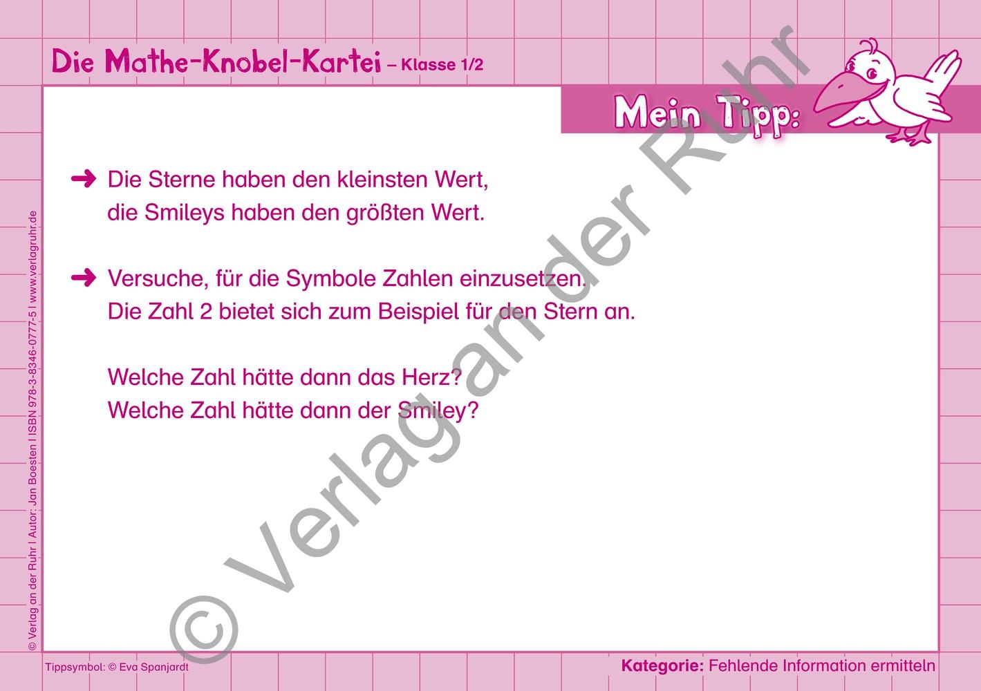 Beispielinhalt (Bild) Die Mathe-Knobel-Kartei Klasse 1/2