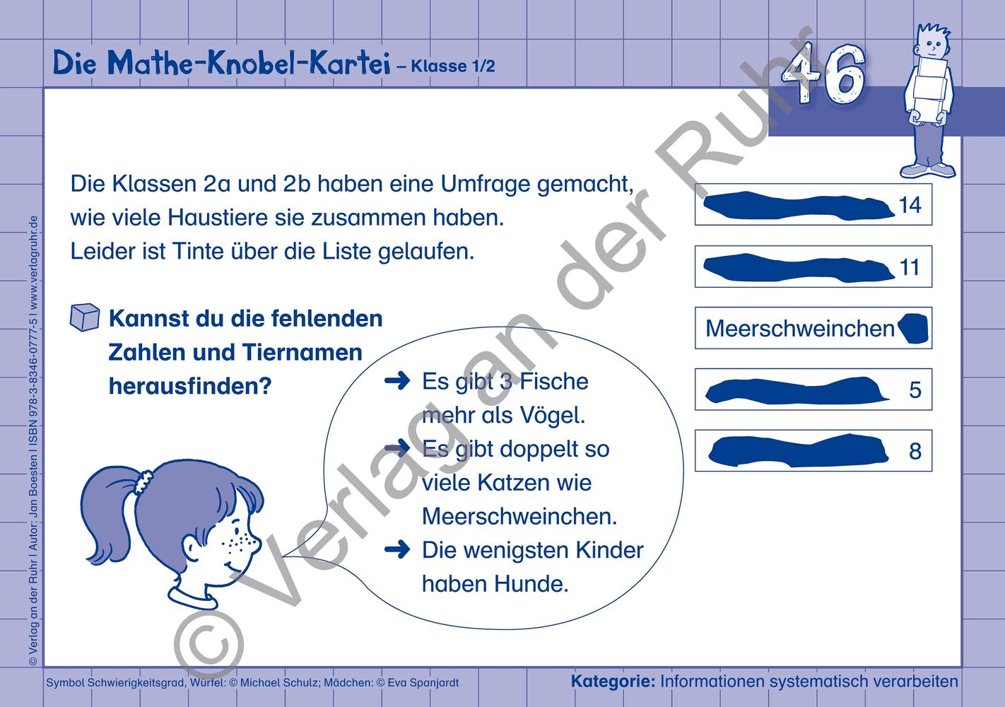 Beispielinhalt (Bild) Die Mathe-Knobel-Kartei Klasse 1/2