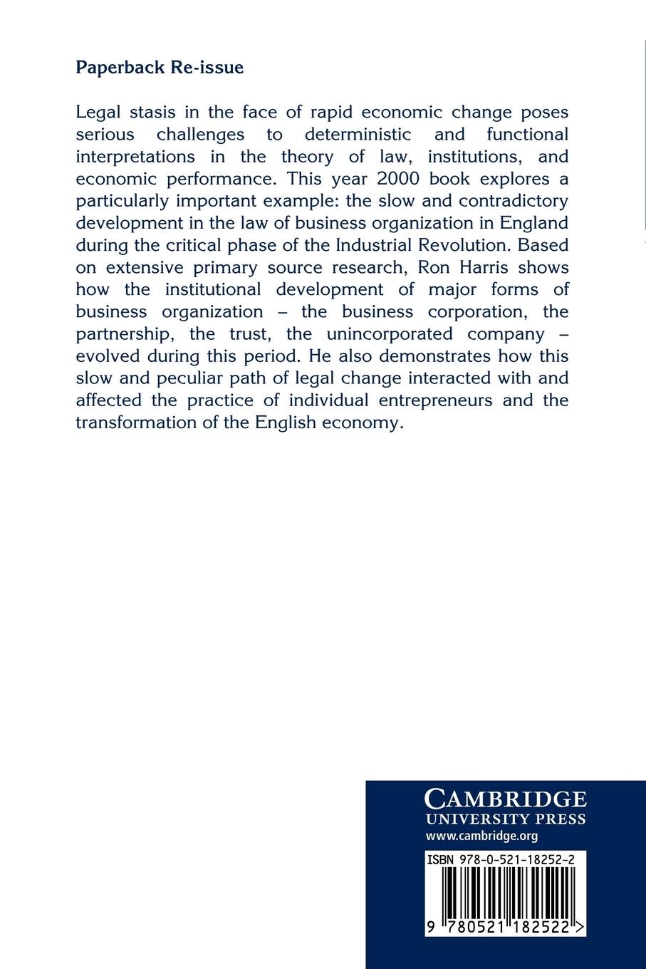 Rückseitencover Industrializing English Law