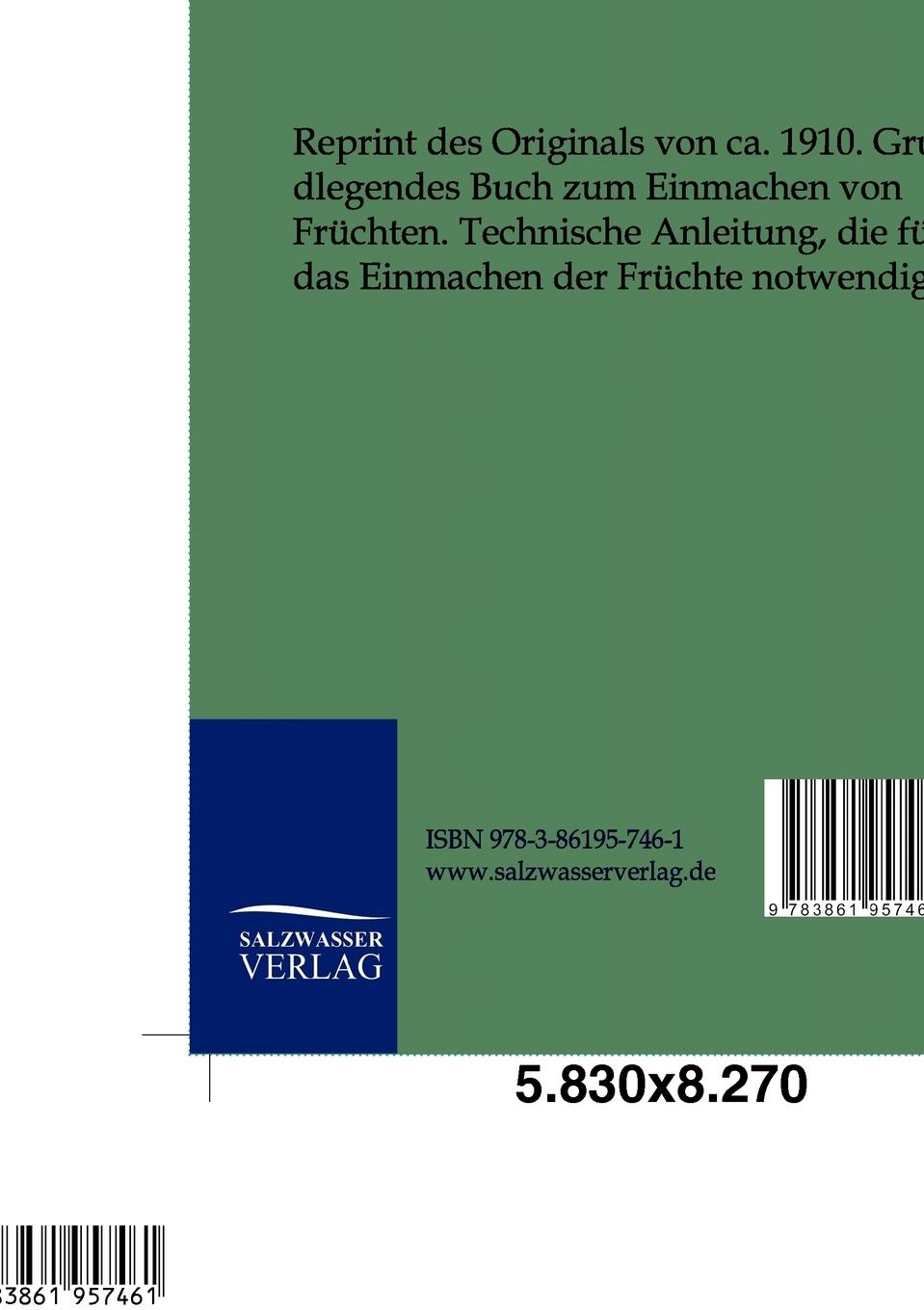 Rückseitencover Das Einmachen der Früchte