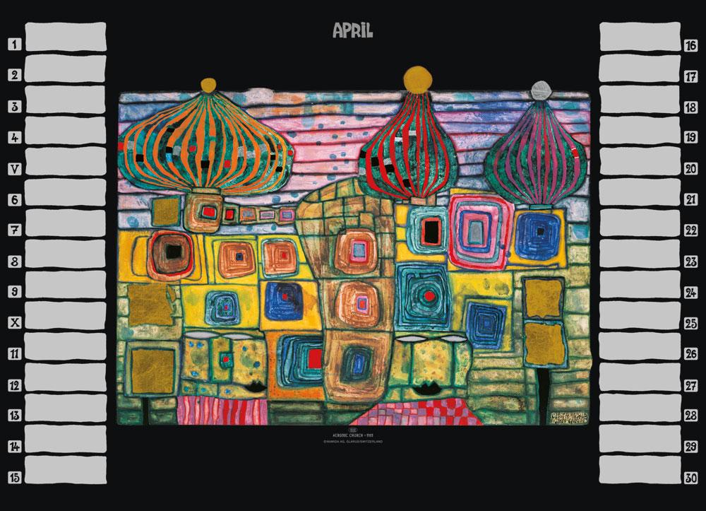 Beispielinhalt (Bild) Hundertwasser Premium Geburtstagskalender
