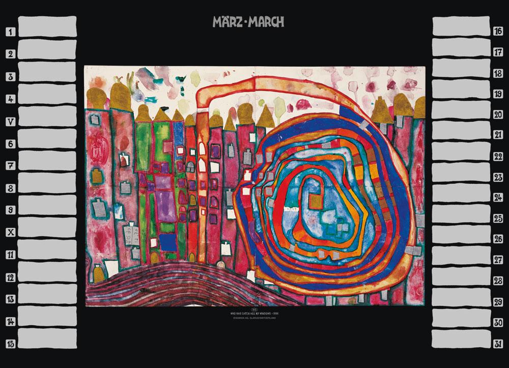 Beispielinhalt (Bild) Hundertwasser Premium Geburtstagskalender